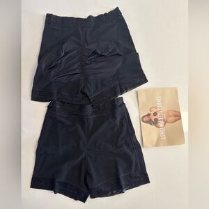 *Lot of 2 Black High Waist Lace Trim Shapewear Shorts Curve Slimmer Size L